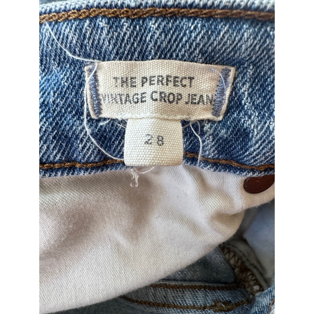 Madewell Womens 28 Perfect Vintage Crop Jeans Denim Raw Hem Distressed High Rise - Picture 4 of 10